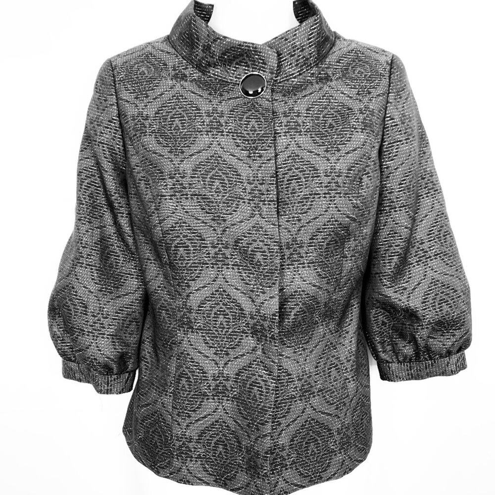 CLASSIQUES ENTIER Womens Petite Puff Sleeve Black Silver Whimsigoth Jacket S